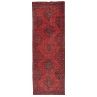 Red Runner Rug for Hallway. Vintage Handmade Corridor. Kitchen Runner Carpet. Stair Rug