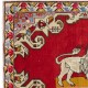 Vintage Lion Pictorial Pattern Rug, Red Tapestry, Hand Knotted in Turkey, 100% Soft Wool