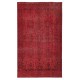 Red Handmade Turkish Area Rug. Vintage Floral Design Carpet Red Handmade Turkish Area Rug. Vintage Floral Design Carpet