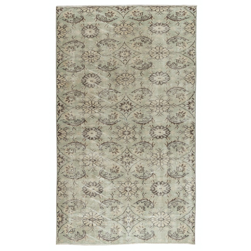 Hand-Knotted Turkish Rug. Vintage Floral Design Carpet for Rustic Farmhouse Interiors Hand-Knotted Turkish Rug. Vintage Floral Design Carpet for Rustic Farmhouse Interiors