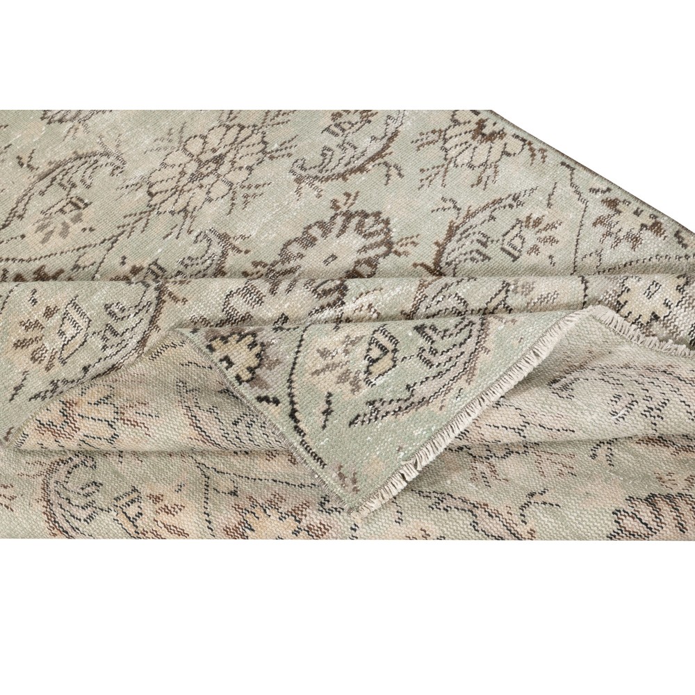 Hand-Knotted Turkish Rug. Vintage Floral Design Carpet for Rustic Farmhouse Interiors Hand-Knotted Turkish Rug. Vintage Floral Design Carpet for Rustic Farmhouse Interiors