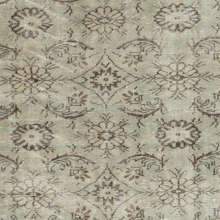 Hand-Knotted Turkish Rug. Vintage Floral Design Carpet for Rustic Farmhouse Interiors