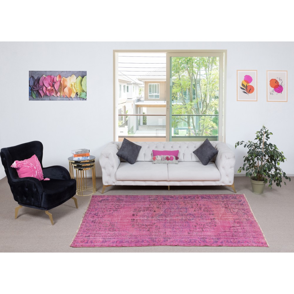 Pink Vintage Area Rug for Modern Home and Office. Handknotted and Handwoven in Turkey Pink Vintage Area Rug for Modern Home and Office. Handknotted and Handwoven in Turkey