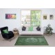 Vintage Wool Area Rug Overdyed in Green for Modern Interiors. Handmade in Turkey Vintage Wool Area Rug Overdyed in Green for Modern Interiors. Handmade in Turkey