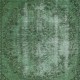 Vintage Wool Area Rug Overdyed in Green for Modern Interiors. Handmade in Turkey Vintage Wool Area Rug Overdyed in Green for Modern Interiors. Handmade in Turkey