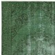 Vintage Wool Area Rug Overdyed in Green for Modern Interiors. Handmade in Turkey Vintage Wool Area Rug Overdyed in Green for Modern Interiors. Handmade in Turkey