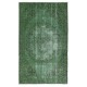 Vintage Wool Area Rug Overdyed in Green for Modern Interiors. Handmade in Turkey Vintage Wool Area Rug Overdyed in Green for Modern Interiors. Handmade in Turkey