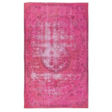 Distressed Pink Vintage Rug for Modern Home and Office. Handknotted and Handwoven in Turkey