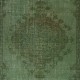 Hand-knotted Vintage Turkish Wool Area Rug Overdyed in Green for Modern Interiors Hand-knotted Vintage Turkish Wool Area Rug Overdyed in Green for Modern Interiors