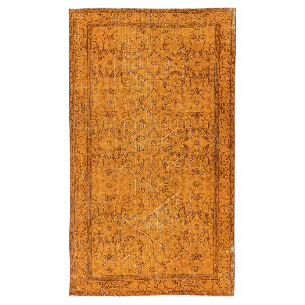 Vintage Handmade Wool Rug. Orange Turkish Area Rug for Modern Home and office Vintage Handmade Wool Rug. Orange Turkish Area Rug for Modern Home and office
