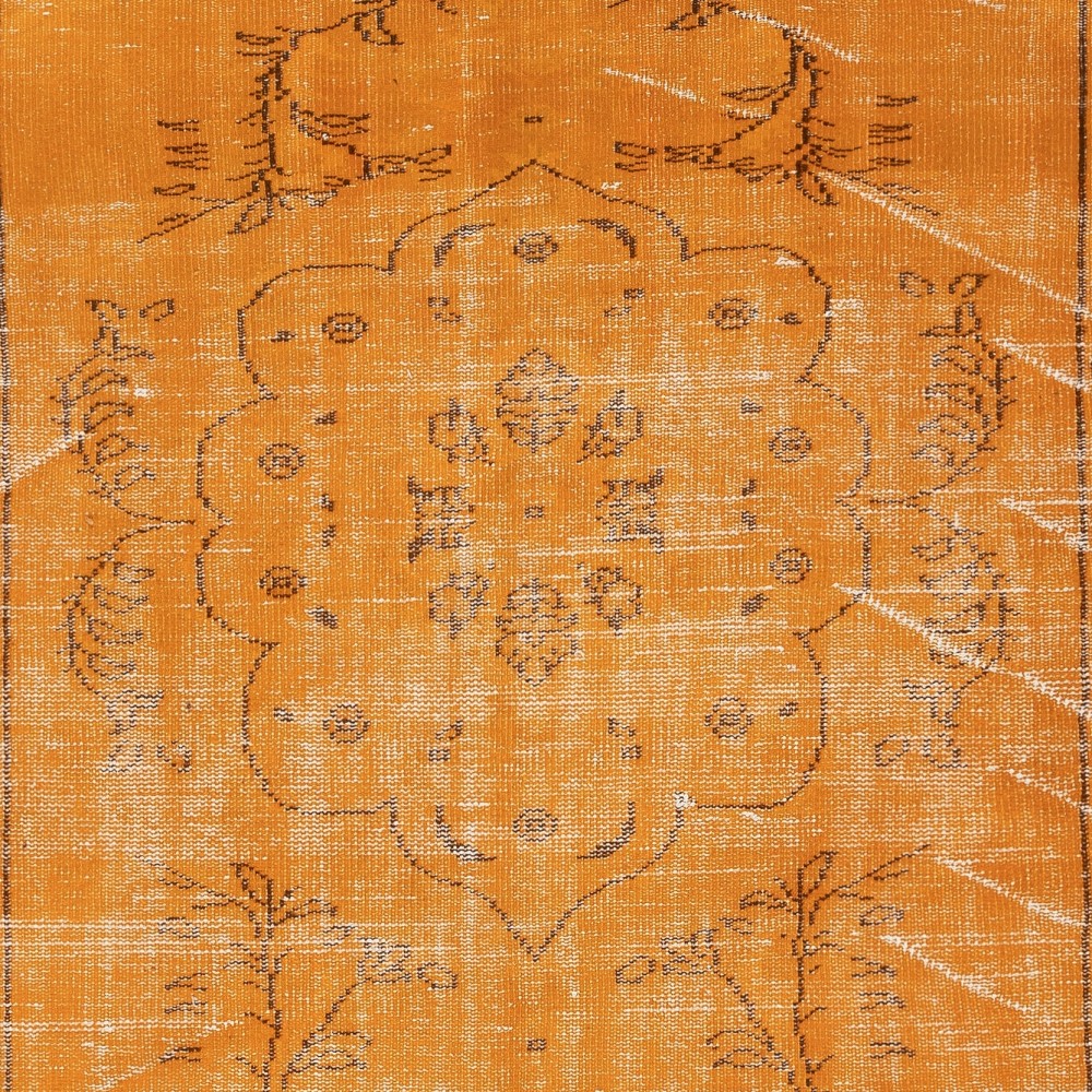 Modern Orange Turkish Rug for Bedroom. Vintage Handmade Wool Area Rug for Living Room Modern Orange Turkish Rug for Bedroom. Vintage Handmade Wool Area Rug for Living Room
