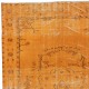 Modern Orange Turkish Rug for Bedroom. Vintage Handmade Wool Area Rug for Living Room Modern Orange Turkish Rug for Bedroom. Vintage Handmade Wool Area Rug for Living Room