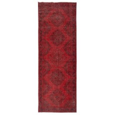 Red Runner Rug for Hallway. Vintage Handmade Corridor. Kitchen Runner Carpet. Stair Rug
