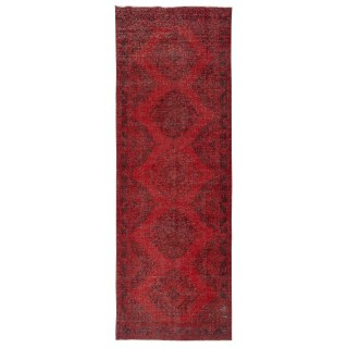 Red Runner Rug for Hallway. Vintage Handmade Corridor. Kitchen Runner Carpet. Stair Rug