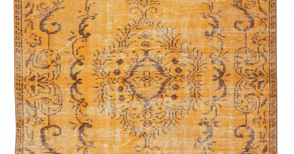 Orange Handmade Turkish Area Rug for Living Room, Entrance, Bedroom ...