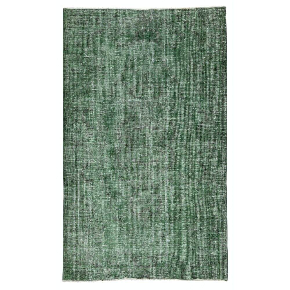 Modern Green Turkish Rug. Vintage Handmade Wool Area Rug Modern Green Turkish Rug. Vintage Handmade Wool Area Rug