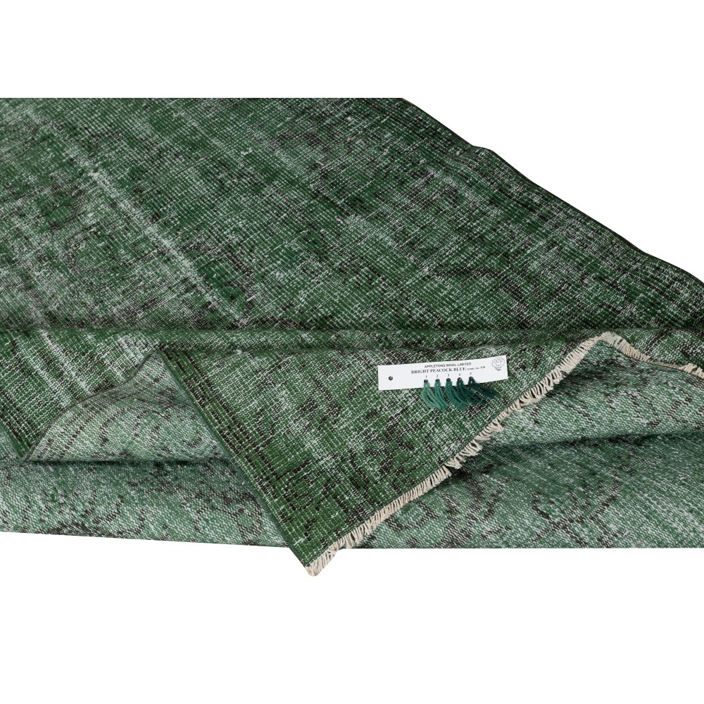 Modern Green Turkish Rug. Vintage Handmade Wool Area Rug Modern Green Turkish Rug. Vintage Handmade Wool Area Rug