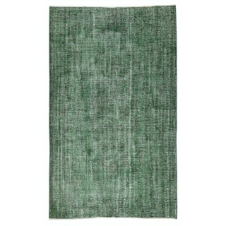 Modern Green Turkish Rug. Vintage Handmade Wool Area Rug