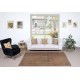 Modern Handmade Turkish Wool Area Rug. Vintage Brown Redyed Carpet for Living Room