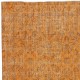 Hand-knotted Vintage Turkish Wool Area Rug Overdyed in Orange for Modern Interiors Hand-knotted Vintage Turkish Wool Area Rug Overdyed in Orange for Modern Interiors