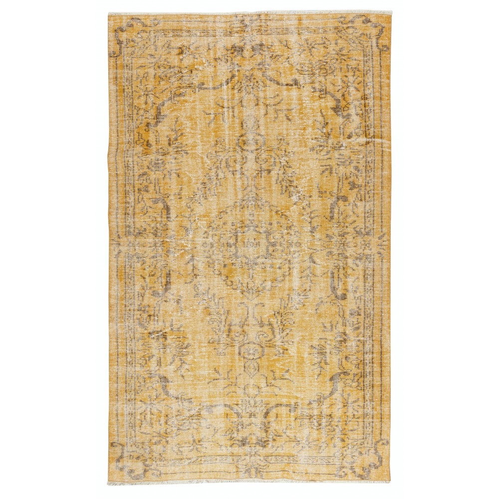 Overdyed Yellow Wool Rug. Handmade Turkish Vintage Area Rug for Living Room Overdyed Yellow Wool Rug. Handmade Turkish Vintage Area Rug for Living Room