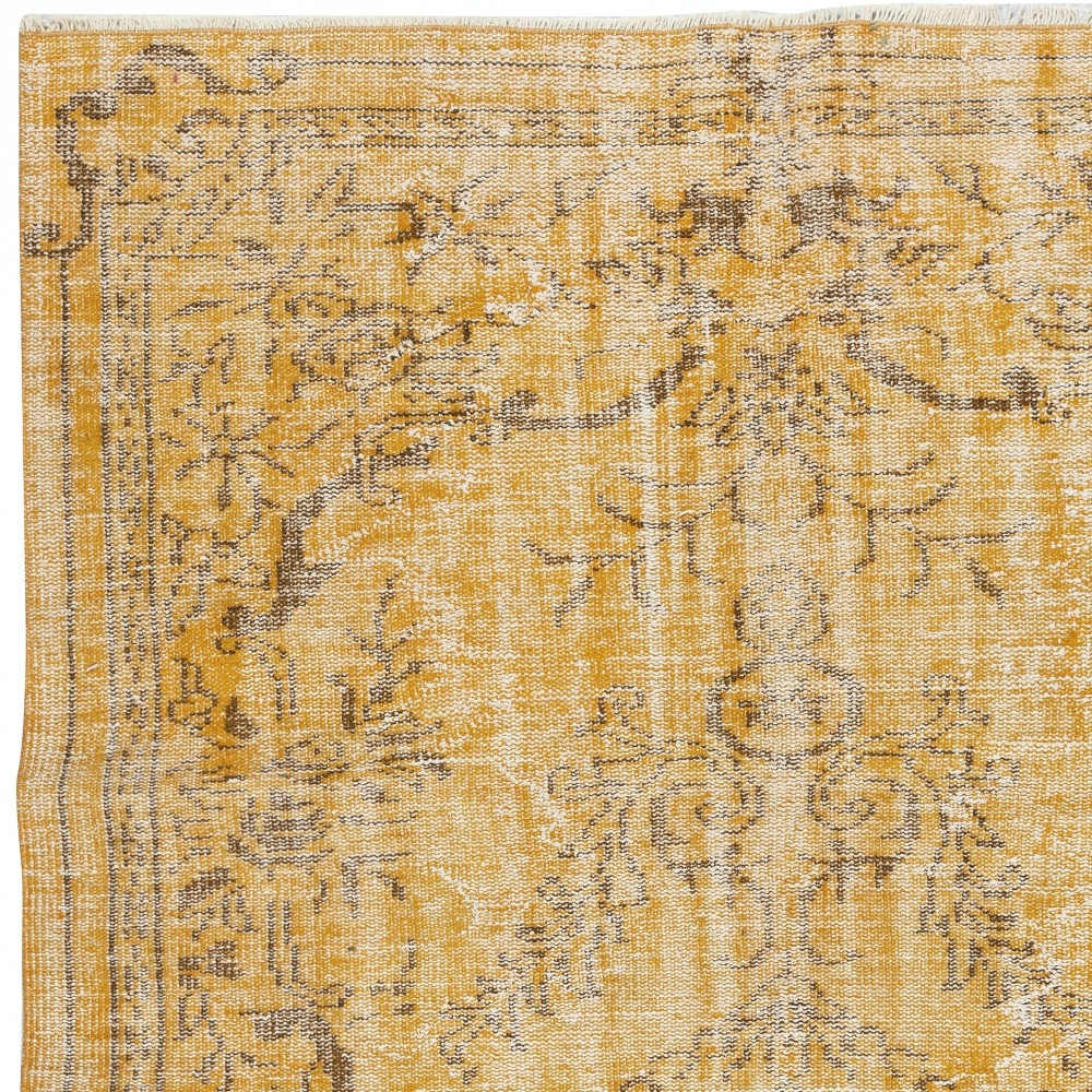 Overdyed Yellow Wool Rug. Handmade Turkish Vintage Area Rug for Living Room Overdyed Yellow Wool Rug. Handmade Turkish Vintage Area Rug for Living Room