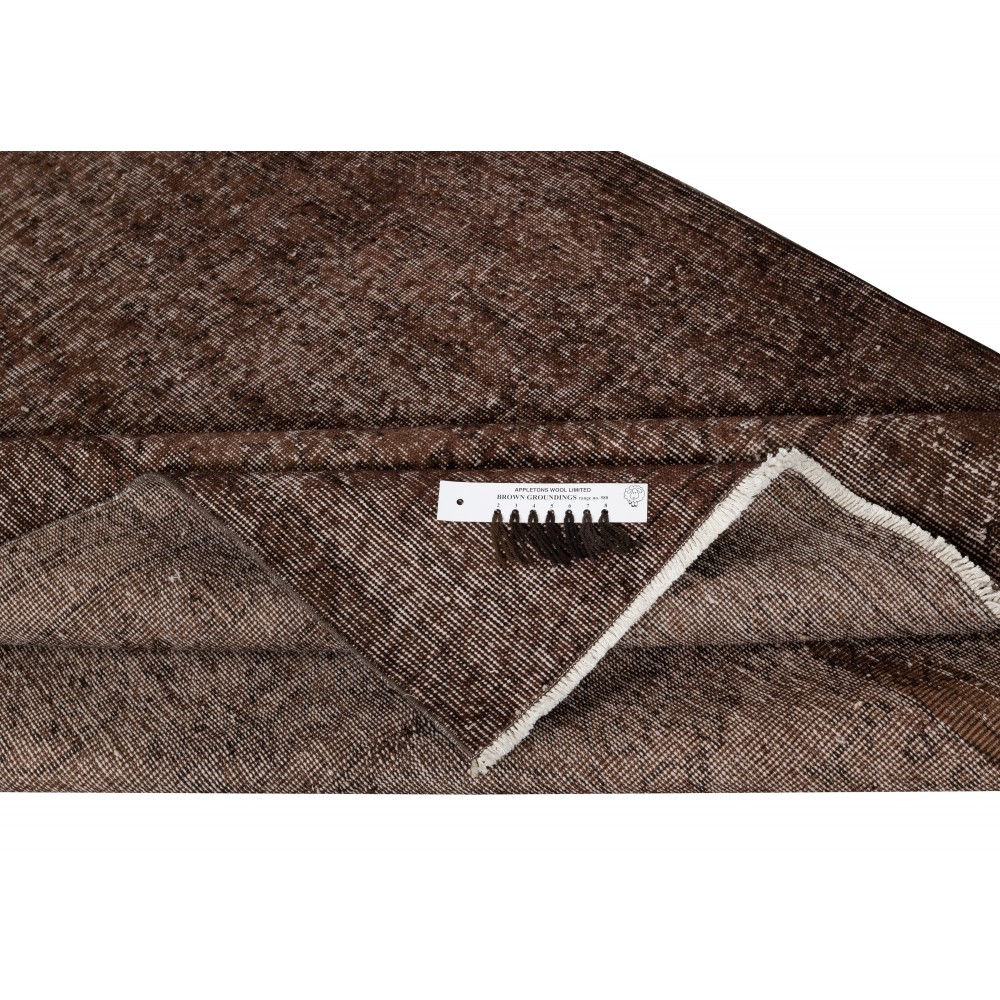 Brown Overdyed Vintage Turkish Area Rug. Hand-Knotted Wool Carpet for Modern Interiors