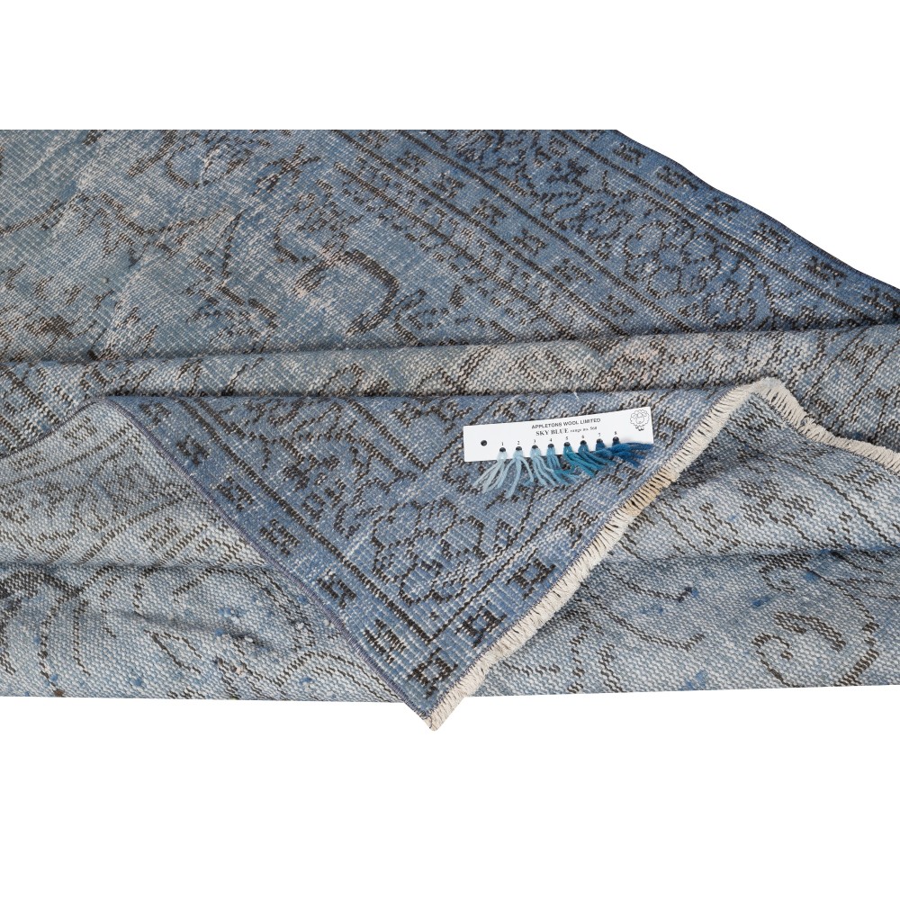 Modern Blue Turkish Rug. Vintage Handmade Wool Area Rug