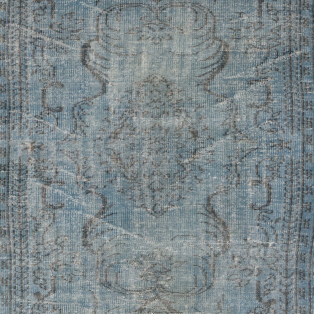 Modern Blue Turkish Rug. Vintage Handmade Wool Area Rug
