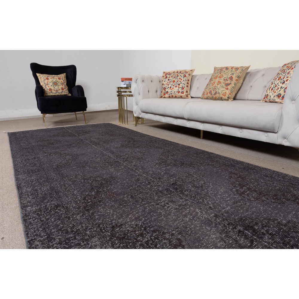 Gray Runner Rug for Hallway. Vintage Handmade Corridor. Kitchen Runner Carpet. Stair Rug