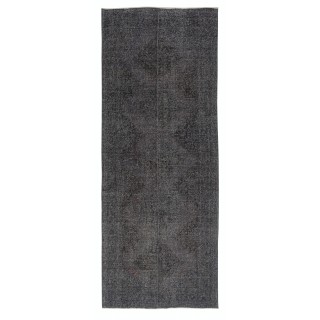 Gray Runner Rug for Hallway. Vintage Handmade Corridor. Kitchen Runner Carpet. Stair Rug