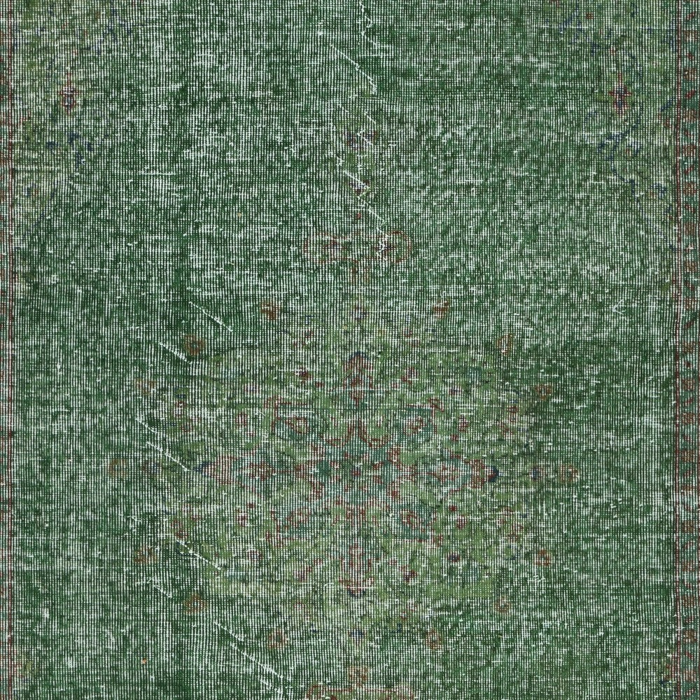 Hand-knotted Vintage Turkish Wool Area Rug Overdyed in Green for Modern Interiors Hand-knotted Vintage Turkish Wool Area Rug Overdyed in Green for Modern Interiors