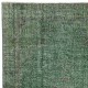Hand-knotted Vintage Turkish Wool Area Rug Overdyed in Green for Modern Interiors Hand-knotted Vintage Turkish Wool Area Rug Overdyed in Green for Modern Interiors