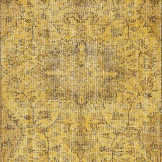 Vintage Handmade Medallion Design Rug Overdyed in Yellow for Modern Interiors