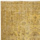 Vintage Handmade Medallion Design Rug Overdyed in Yellow for Modern Interiors