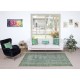 Vintage Wool Area Rug Overdyed in Green for Contemporary Interiors. Hand-knotted in Turkey Vintage Wool Area Rug Overdyed in Green for Contemporary Interiors. Hand-knotted in Turkey