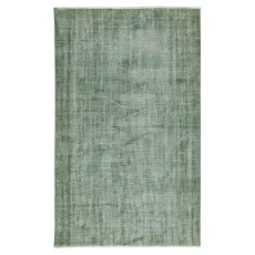 Vintage Wool Area Rug Overdyed in Green for Contemporary Interiors. Hand-knotted in Turkey