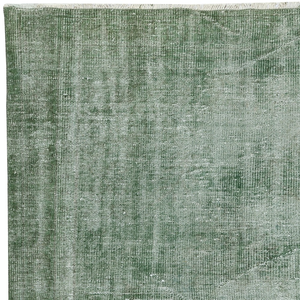 Vintage Wool Area Rug Overdyed in Green for Contemporary Interiors. Hand-knotted in Turkey Vintage Wool Area Rug Overdyed in Green for Contemporary Interiors. Hand-knotted in Turkey