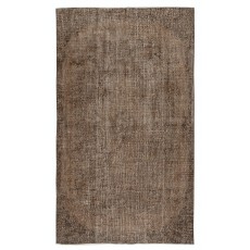 Vintage Handmade Turkish Wool Area Rug Overdyed in Brown for Contemporary Interiors