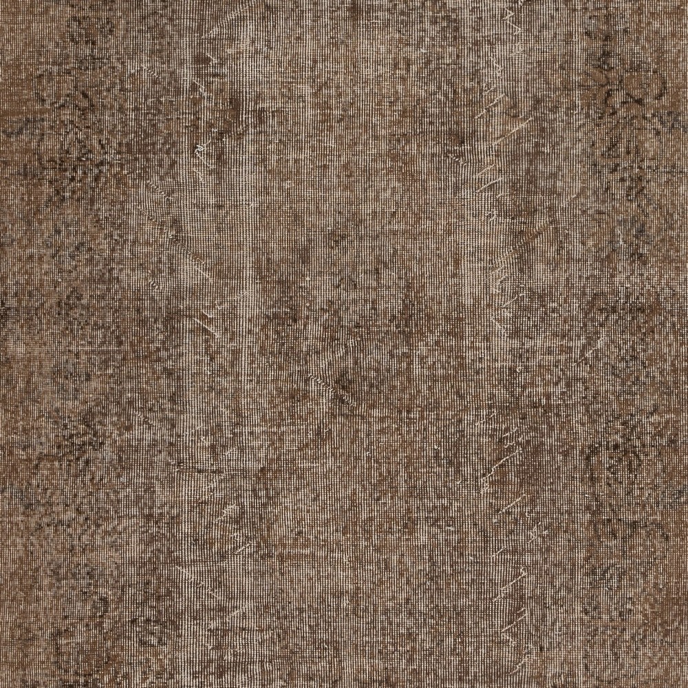 Vintage Handmade Turkish Wool Area Rug Overdyed in Brown for Contemporary Interiors