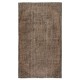 Vintage Handmade Turkish Wool Area Rug Overdyed in Brown for Contemporary Interiors