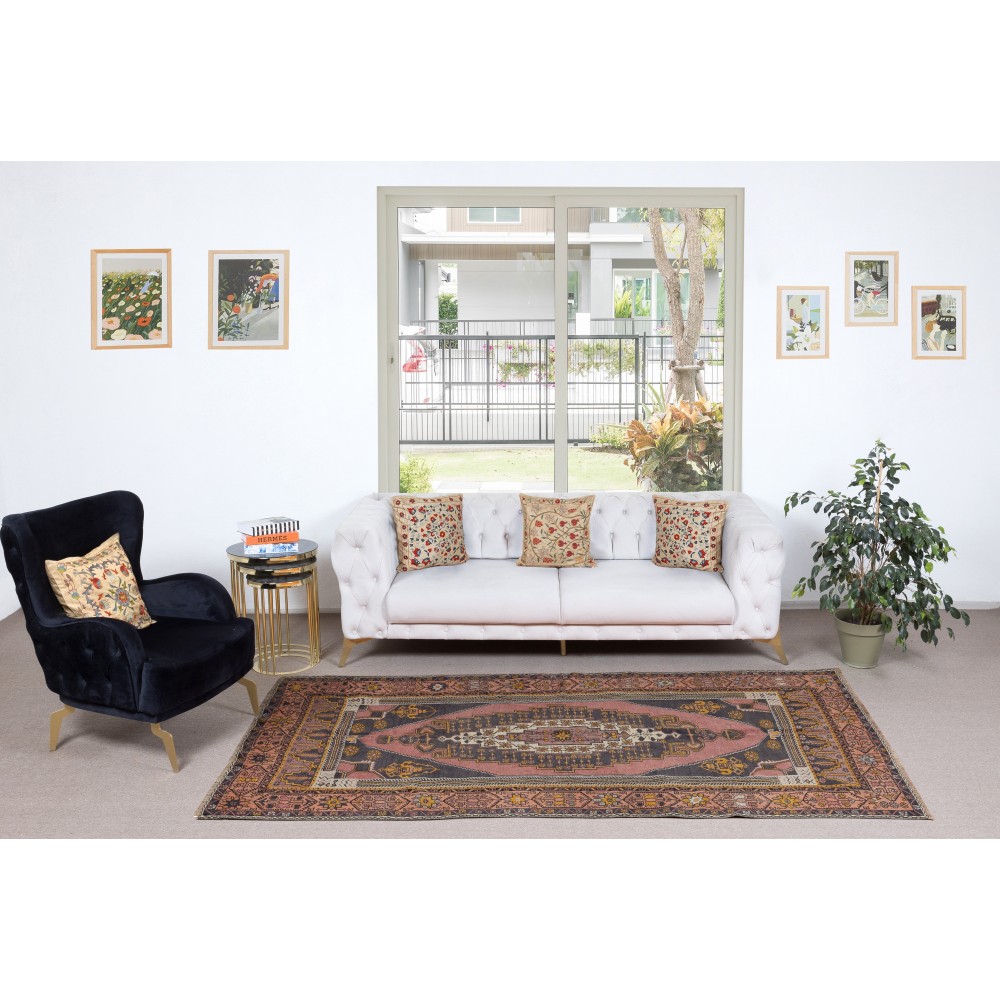 One-of-a-kind Vintage Oriental Rug, 100% Wool, Hand-knotted Turkish Carpet with Tribal Motifs One-of-a-kind Vintage Oriental Rug, 100% Wool, Hand-knotted Turkish Carpet with Tribal Motifs