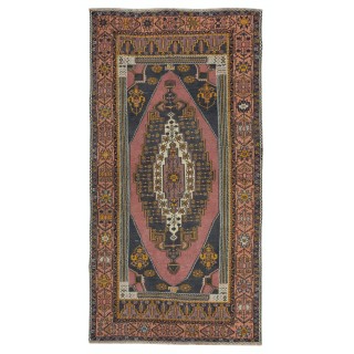 One-of-a-kind Vintage Oriental Rug, 100% Wool, Hand-knotted Turkish Carpet with Tribal Motifs