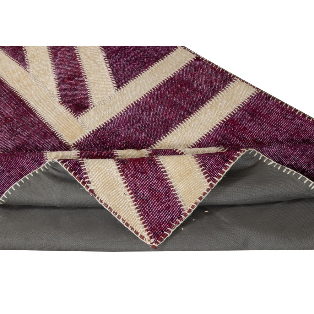 Modern Handmade Patchwork Rug in shades of Pink, Union Jack British Flag Design Carpet