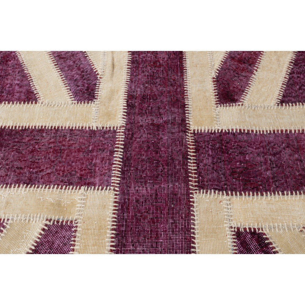 Modern Handmade Patchwork Rug in shades of Pink, Union Jack British Flag Design Carpet