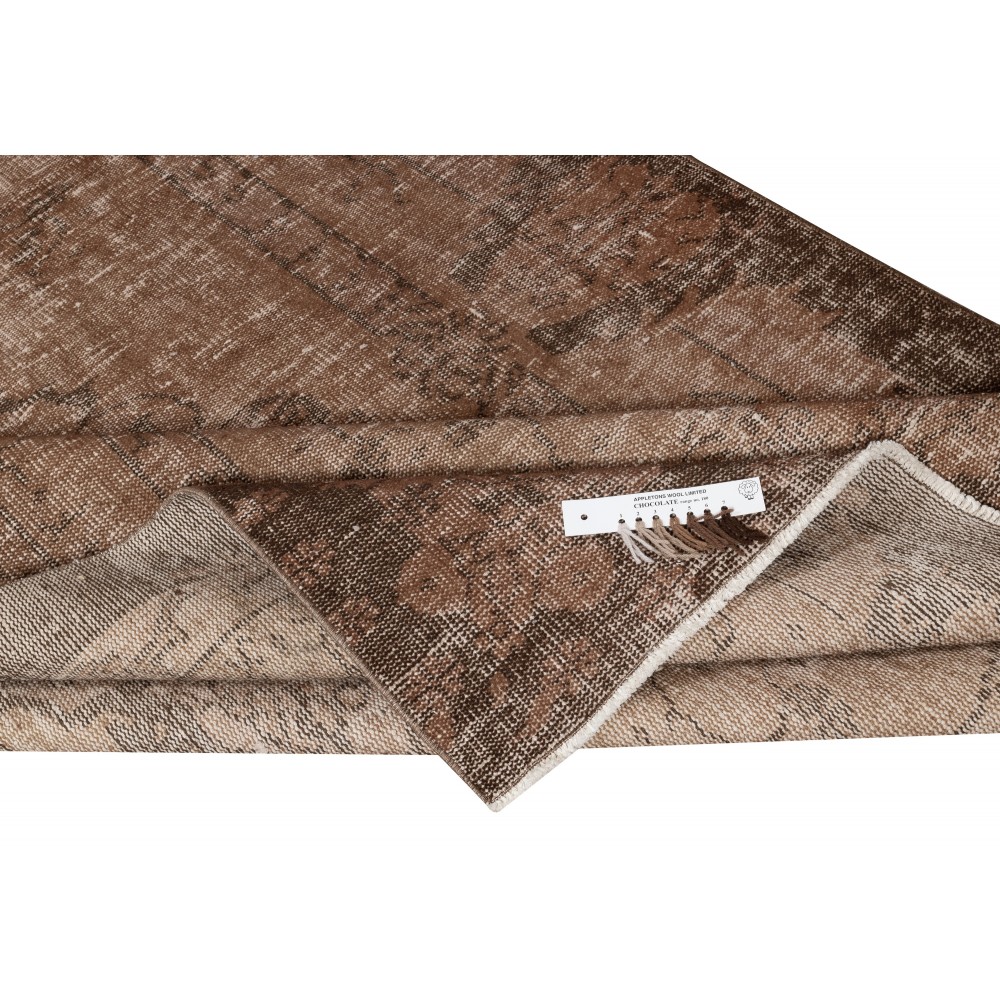 Vintage Brown Wool Area Rug. Handmade Turkish Rug for Contemporary Spaces