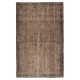 Vintage Brown Wool Area Rug. Handmade Turkish Rug for Contemporary Spaces