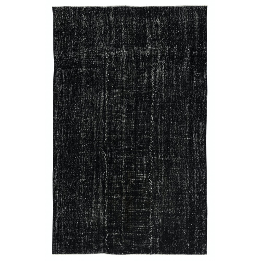 Contemporary Handmade Turkish Wool Area Rug. Vintage Black Redyed Carpet for Living Room Contemporary Handmade Turkish Wool Area Rug. Vintage Black Redyed Carpet for Living Room