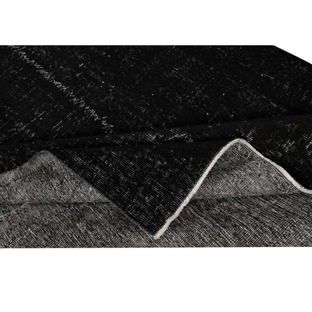 Contemporary Handmade Turkish Wool Area Rug. Vintage Black Redyed Carpet for Living Room Contemporary Handmade Turkish Wool Area Rug. Vintage Black Redyed Carpet for Living Room