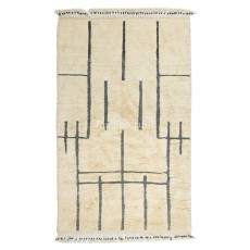 Handmade Moroccan style Tulu Rug Made of Natural Un-Dyed Wool, Beige Color Modern Hand Knotted Carpet with Fringe